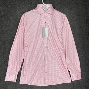 Collars and Co Button up shirt Mens M Pink Gingham Dress Collar Long sleeve NWT